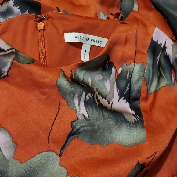 NWT Avec Les Filles Floral Ruffle Midi Dress Sz 2 - Picture 6 of 7